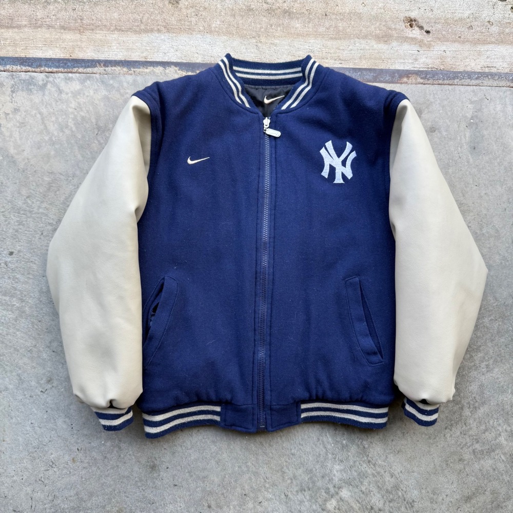 Nike vintage New York Yankees Reversible Varsity Jacket Blue Boys Medium 12-14